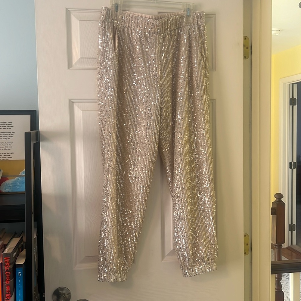 NWT Loft sequins joggers M